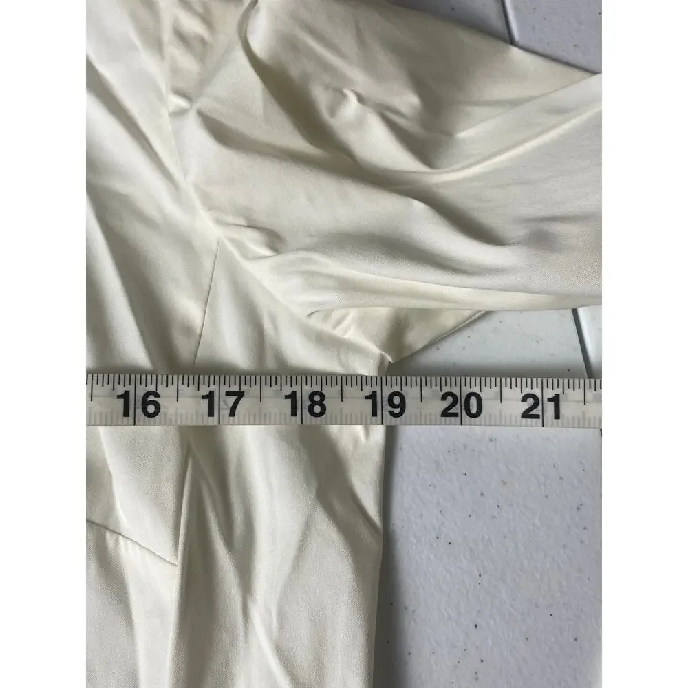 Lafayette 148 Classic Ivory Button Collared Blouse Silver Vertical Detail Size 8 - Picture 4 of 9